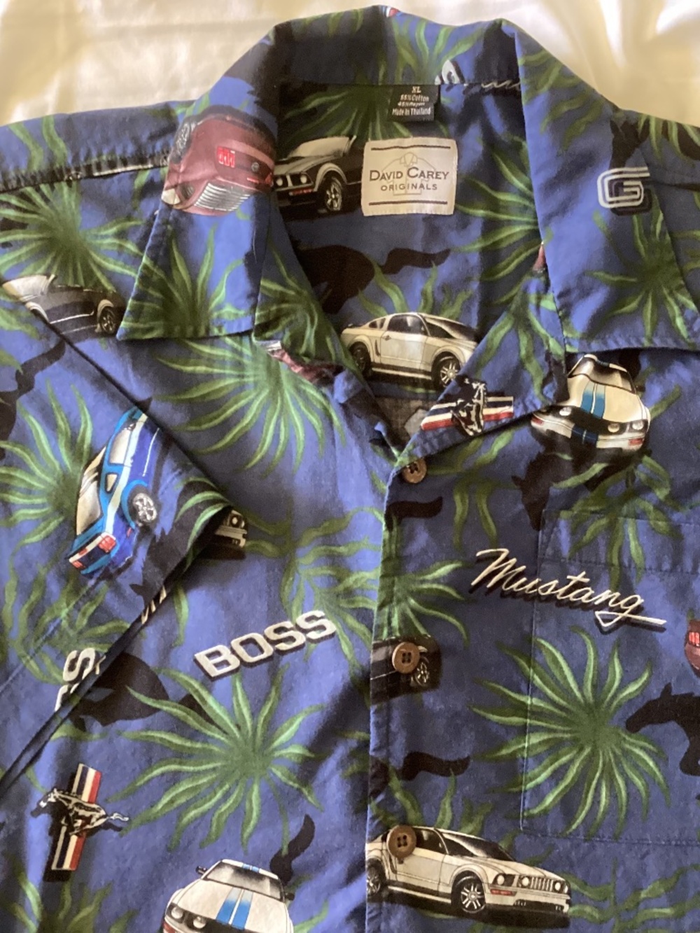 David Carey Original Mens Shirt Ford Mustang Boss Hawaiian all over print XL